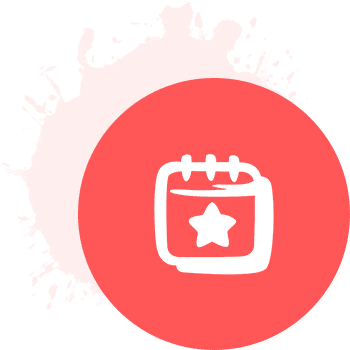 Starred calendar icon inside red circle
