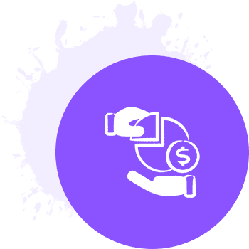 Hands exchanging money icon with dollar coin