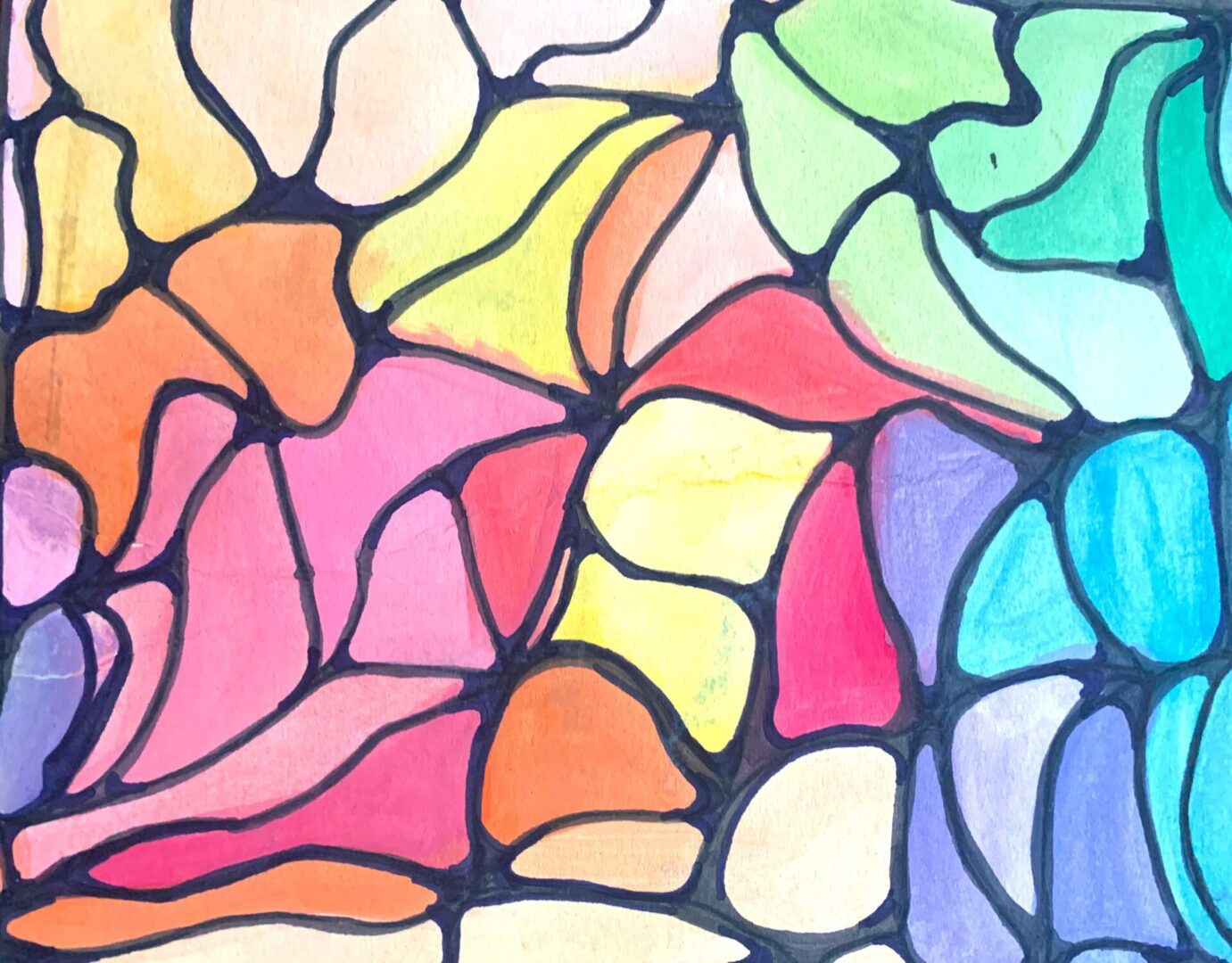 Colorful abstract stained-glass mosaic pattern