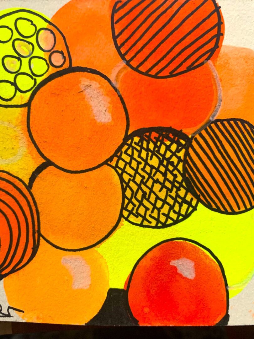 Abstract orange and yellow patterned circles