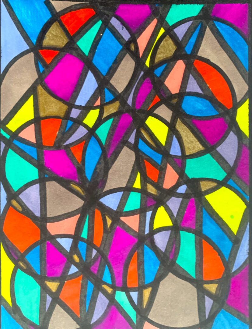 Colorful abstract stained-glass overlapping circles