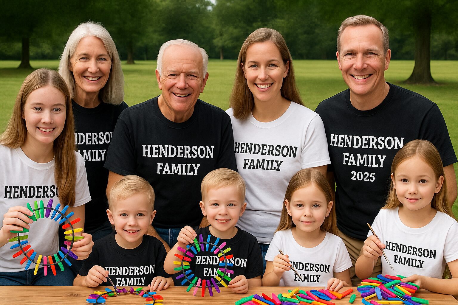 Multigenerational family playing with colorful toys