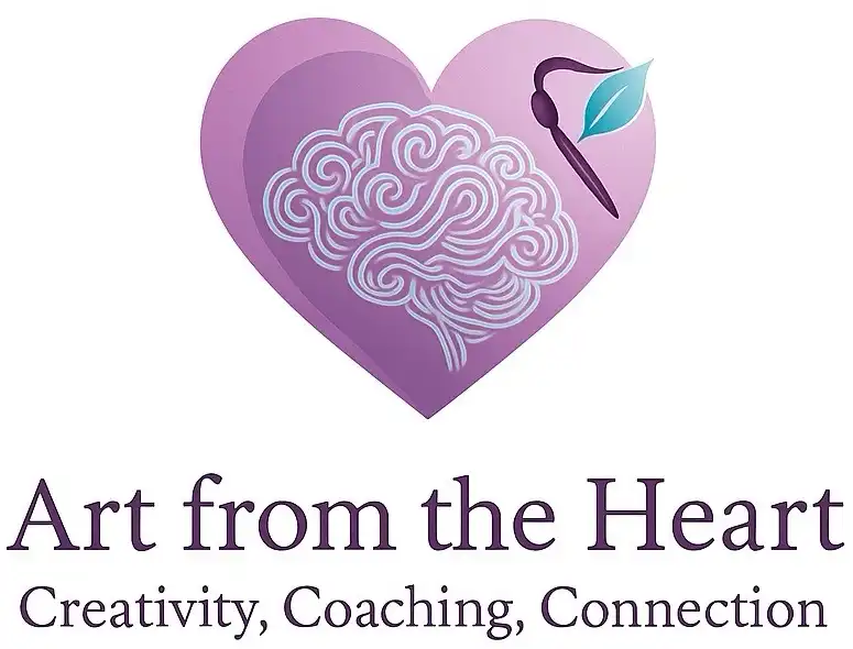 Heart logo with brain and paintbrush